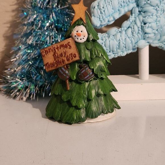 Deb Strain snowman tree Christmas play tonight at 6:30 cute large ornament 1999 - Picture 8 of 11